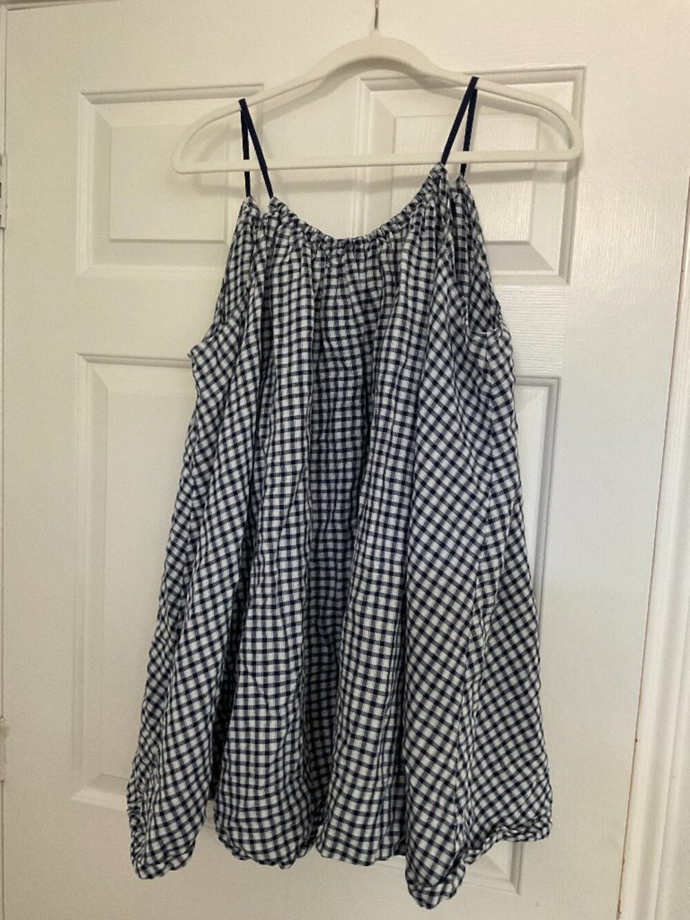 J.Crew "Tie-back Dress in Drapey Gingham" babydoll plussize, drapey